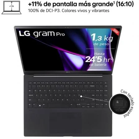 LG gram Pro 16ZD90SP-A.AX78B 16'' OLED 3K Intel Core Ultra 7 32GB RAM 1TB SSD Plata LG gram Pro 16ZD90SP-A.AX78B 16'' OLED 3K Intel Core Ultra 7 32GB RAM 1TB SSD Plata